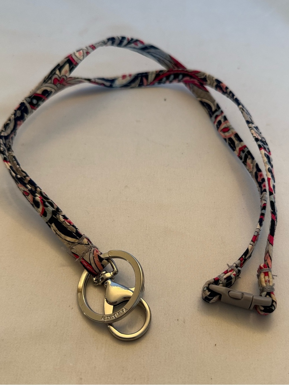 Vera Bradley Floral Print Lanyard Key & Card Holder - Pink/Blue/Cream